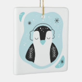 Creëer Uw eigen Schattigee Pinguïn Blue Christmas Keramisch Ornament (Rechts)