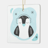 Creëer Uw eigen Schattigee Pinguïn Blue Christmas Keramisch Ornament (Links)