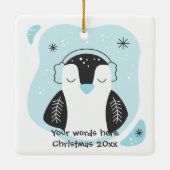 Creëer Uw eigen Schattigee Pinguïn Blue Christmas Keramisch Ornament (Achterkant)