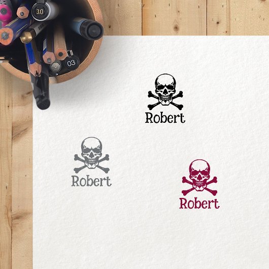 Creëer uw eigen schedelhandtekening rubberstempel
