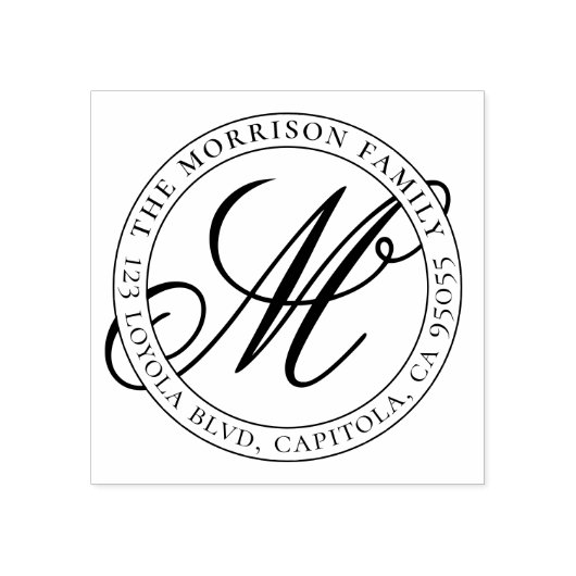 Creëer Uw Eigen Script Monogram Familie Adres Rubberstempel (Afrduk)