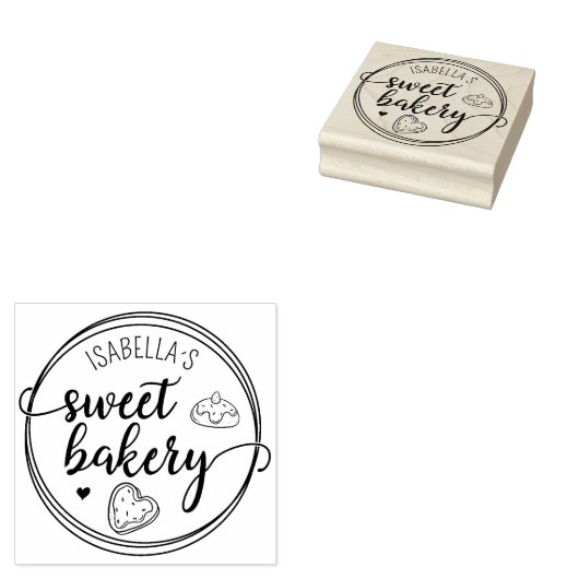 Creëer uw eigen script Sweet Bakery Rubberstempel (Gestempeld)