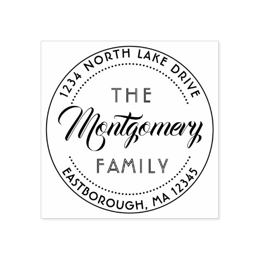 Creëer Uw eigen scriptadres voor naam van de famil Rubberstempel (Afrduk)