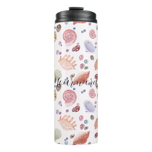 Creëer Uw eigen Sea Shells Beach Thermosbeker (Voorkant)