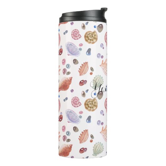 Creëer Uw eigen Sea Shells Beach Thermosbeker (Gedraaid links)