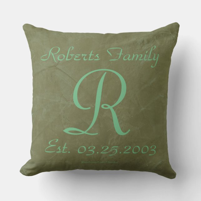 Creëer Uw eigen Seafoam Groene Monogrammen Kussen (Voorkant)