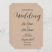 Creëer uw eigen Sepia Beige bruiloft Kaart (Voorkant / Achterkant)