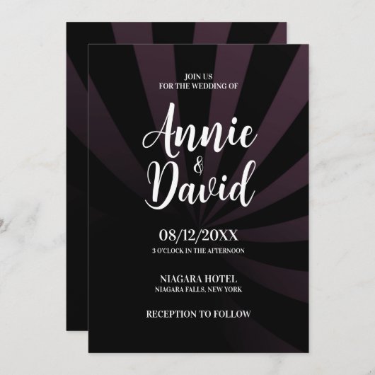 Creëer uw eigen Shadow Stripes bruiloft Kaart (Voorkant / Achterkant)