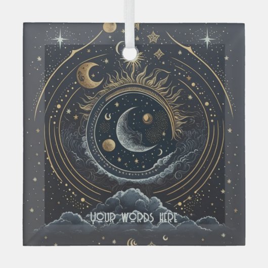 Creëer Uw eigen Silver & Gold Celestial Lunar Glas Ornament (Voorkant)