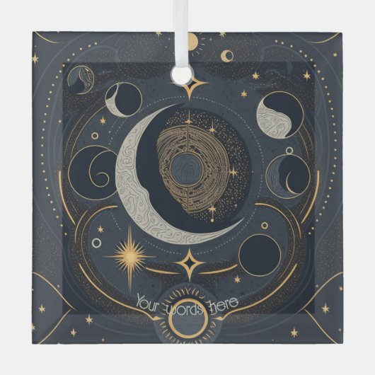 Creëer Uw eigen Silver & Gold Celestial Lunar Glas Ornament (Voorkant)