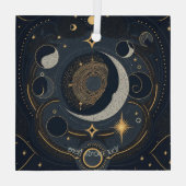 Creëer Uw eigen Silver & Gold Celestial Lunar Glas Ornament (Achterkant)