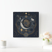 Creëer Uw eigen Silver & Gold Celestial Lunar Vierkante Klok (Huis)