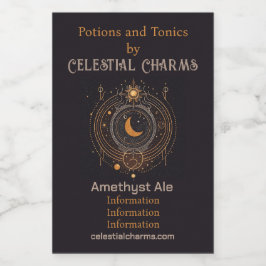 Creëer Uw eigen Silver & Gold Celestial Lunar Wijn Etiket