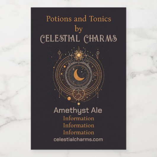 Creëer Uw eigen Silver & Gold Celestial Lunar Wijn Etiket (Enkel label)