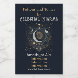 Creëer Uw eigen Silver & Gold Celestial Lunar Wijn Etiket