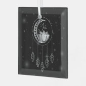 Creëer Uw eigen Silver Lotus Moon Dreamcatcher Glas Ornament (Voorkant links)