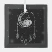 Creëer Uw eigen Silver Lotus Moon Dreamcatcher Glas Ornament (Voorkant)