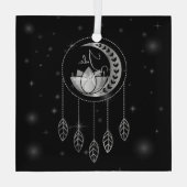 Creëer Uw eigen Silver Lotus Moon Dreamcatcher Glas Ornament (Achterkant)