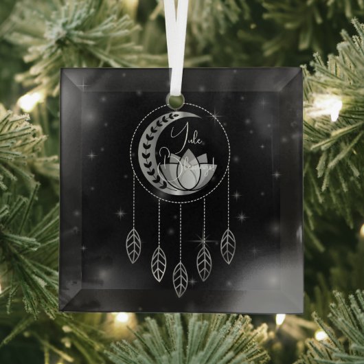 Creëer Uw eigen Silver Lotus Moon Dreamcatcher Glas Ornament (Insitu)