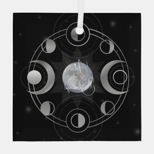 Creëer Uw eigen Silver Triple Moon Phases Tarot Glas Ornament (Achterkant)