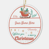 Creëer Uw Eigen Sleigh Naam & Jaar Kerstmis Keramisch Ornament (Links)