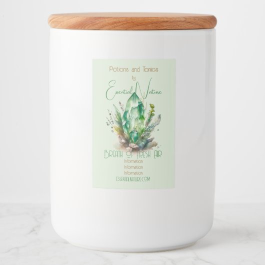 Creëer Uw eigen Smaragd Groene Kristallen Voedselcontainer Etiket (Voorkant)