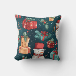 Creëer uw eigen sneeuwman geschenken groen kussen