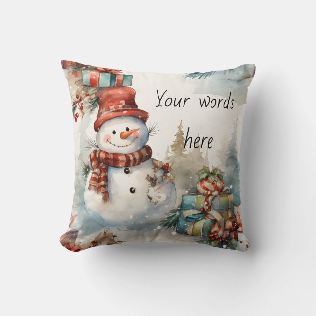 Creëer uw eigen sneeuwman geschenken kussen (Voorkant)