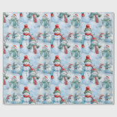 Creëer uw eigen sneeuwpopveld cadeaupapier (Vlak)