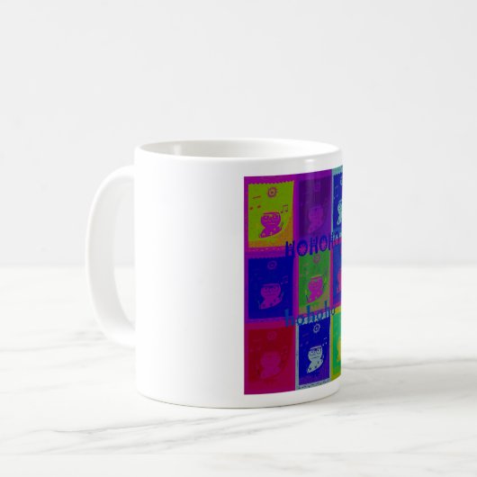 Creëer Uw eigen speciale Santa HoHoho Pop Art Koffiemok (Voorkant links)