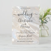 Creëer uw eigen sprankelende ivoren witte bruiloft kaart (Staand voorkant)