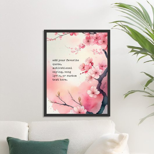 Creëer Uw eigen Spring Cherry Blossom Custom Quote Poster