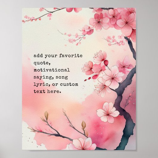 Creëer Uw eigen Spring Cherry Blossom Custom Quote Poster (Voorkant)