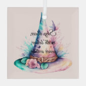 Creëer uw eigen Spring Rainbow Floral Witch Pet Glas Ornament (Achterkant)