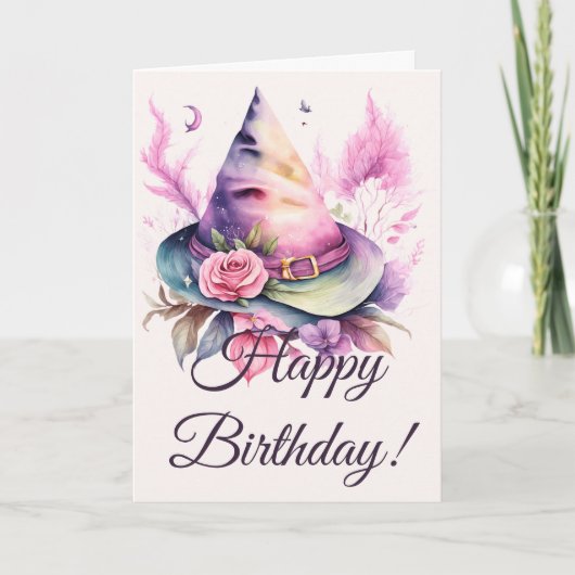Creëer Uw eigen Spring Rainbow Witch Pet Roos Feestdagen Kaart (Voorkant)