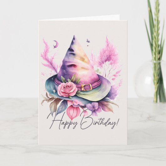 Creëer Uw eigen Spring Rainbow Witch Pet Roos Feestdagen Kaart (Voorkant)