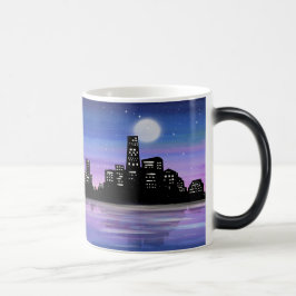 Creëer Uw eigen stad 's nachts op het water Magische Mok
