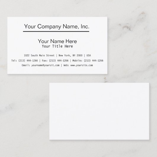 Creëer Uw eigen standaard Visitekaartje (Voorkant / Achterkant)