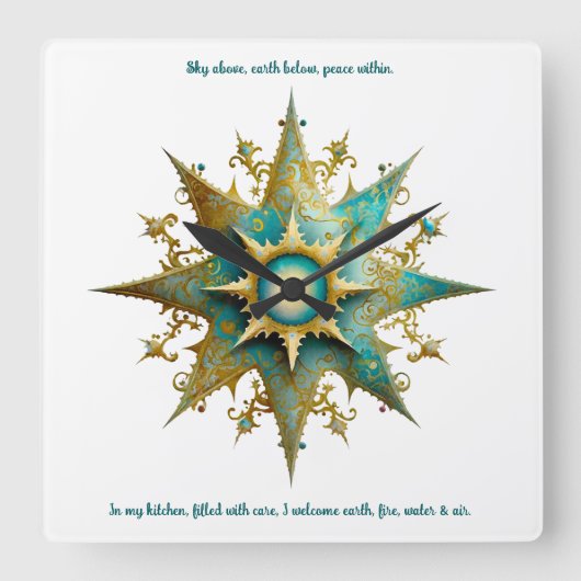Creëer Uw Eigen Steampunk Yule Snowflake Vierkante Klok (Voorkant)