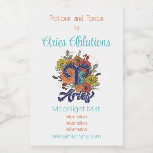 Creëer Uw eigen sterrenbloem Ram Zodiac Wijn Etiket (Enkel label)