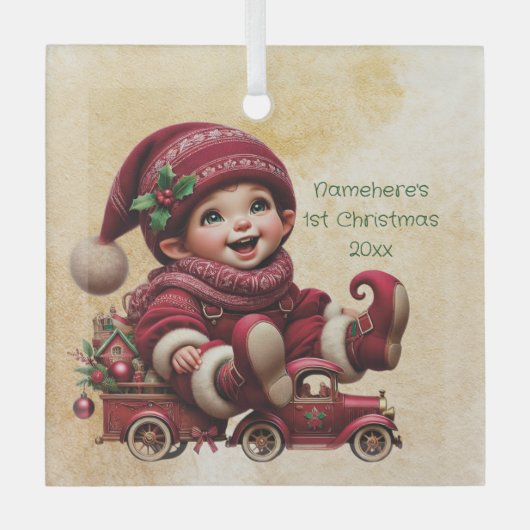 Creëer uw eigen  stijl kerstgnoom glas ornament (Voorkant)