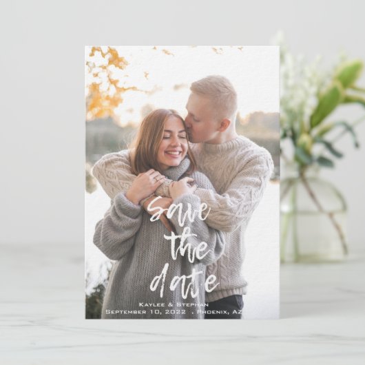 Creëer Uw eigen, stijlvolle, persoonlijke foto van Save The Date (Staand voorkant)
