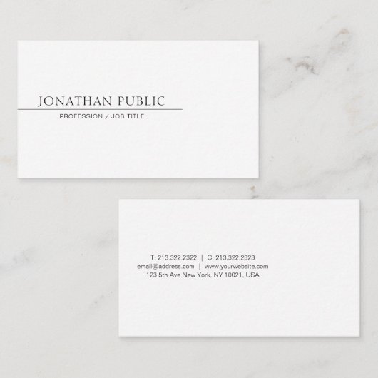 Creëer Uw eigen, stijlvolle, witte vlakte met stij Visitekaartje (Voorkant / Achterkant)