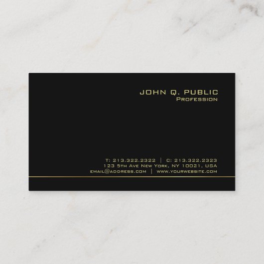 Creëer uw eigen stijlvolle zwart-gouden luxe visitekaartje (Achterkant)