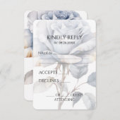 Creëer Uw eigen stoffige blauw Waterverf Roos RSVP Kaartje (Voorkant / Achterkant)