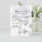 Creëer Uw eigen stoffige blauw Waterverf Roos RSVP Kaartje (Staand voorkant)