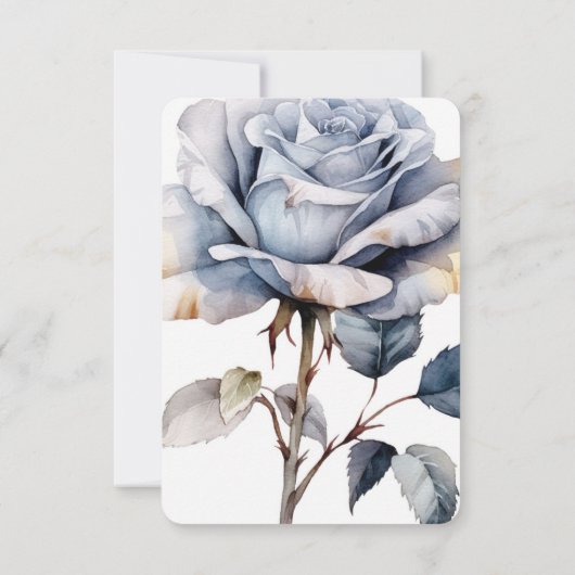 Creëer Uw eigen stoffige blauw Waterverf Roos RSVP Kaartje (Achterkant)