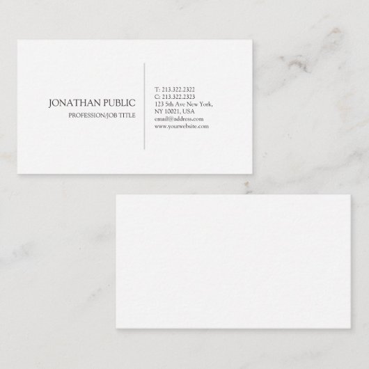 Creëer Uw eigen strakke witte moderne elegante vla Visitekaartje (Voorkant / Achterkant)