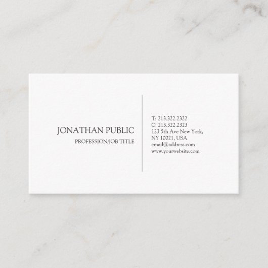 Creëer Uw eigen strakke witte moderne elegante vla Visitekaartje (Voorkant)