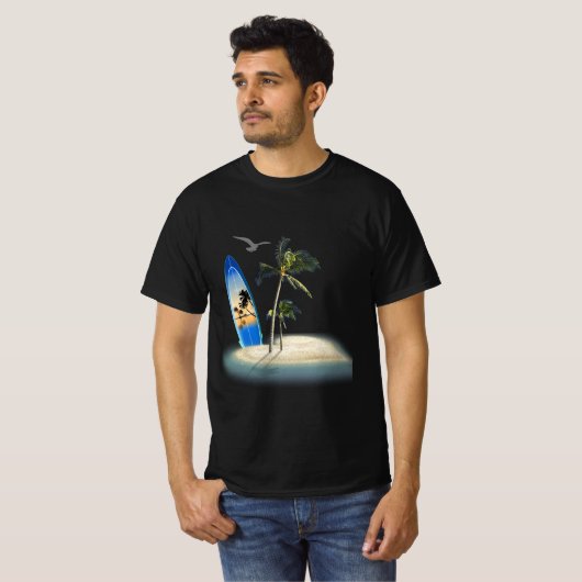 Creëer uw eigen strand surfen t-shirt (Voorkant volledig)